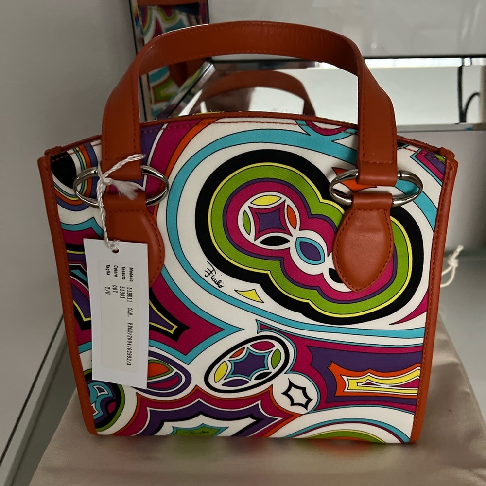 NEW WITH TAG CLASSIC EMILIO PUCCI CLASSIC MINI SHOPPER TOTE HANDBAG AUTHENTIC